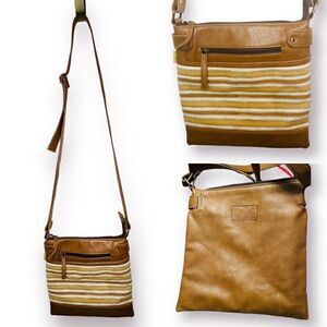 Joyn Bags Crossbody Faux Leather Purse Yellow Camel Tan Apprx 10.5 x 10